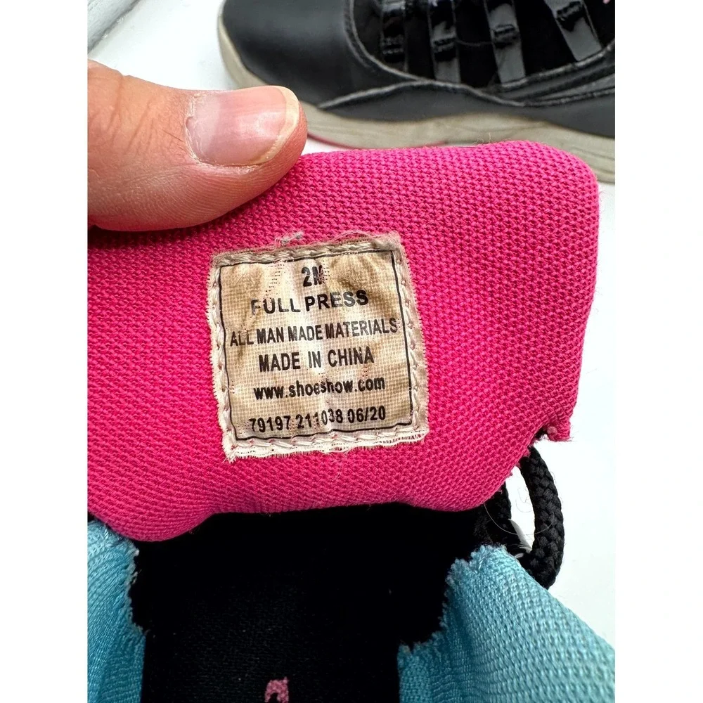 Shaq Full Press Girls‎ 2 M Sneaker Black Pink Leather Lace Up Basketball Shoes